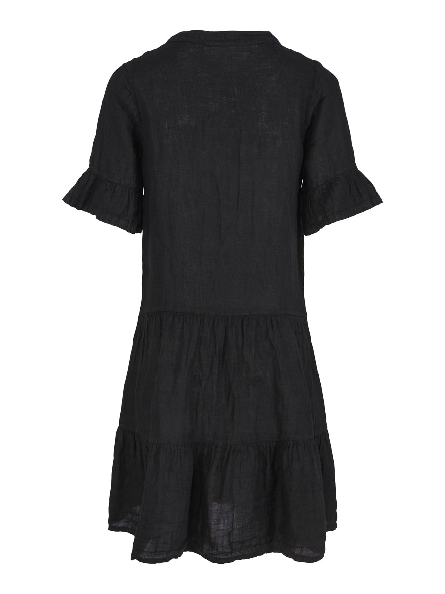 Linen layer dress Black