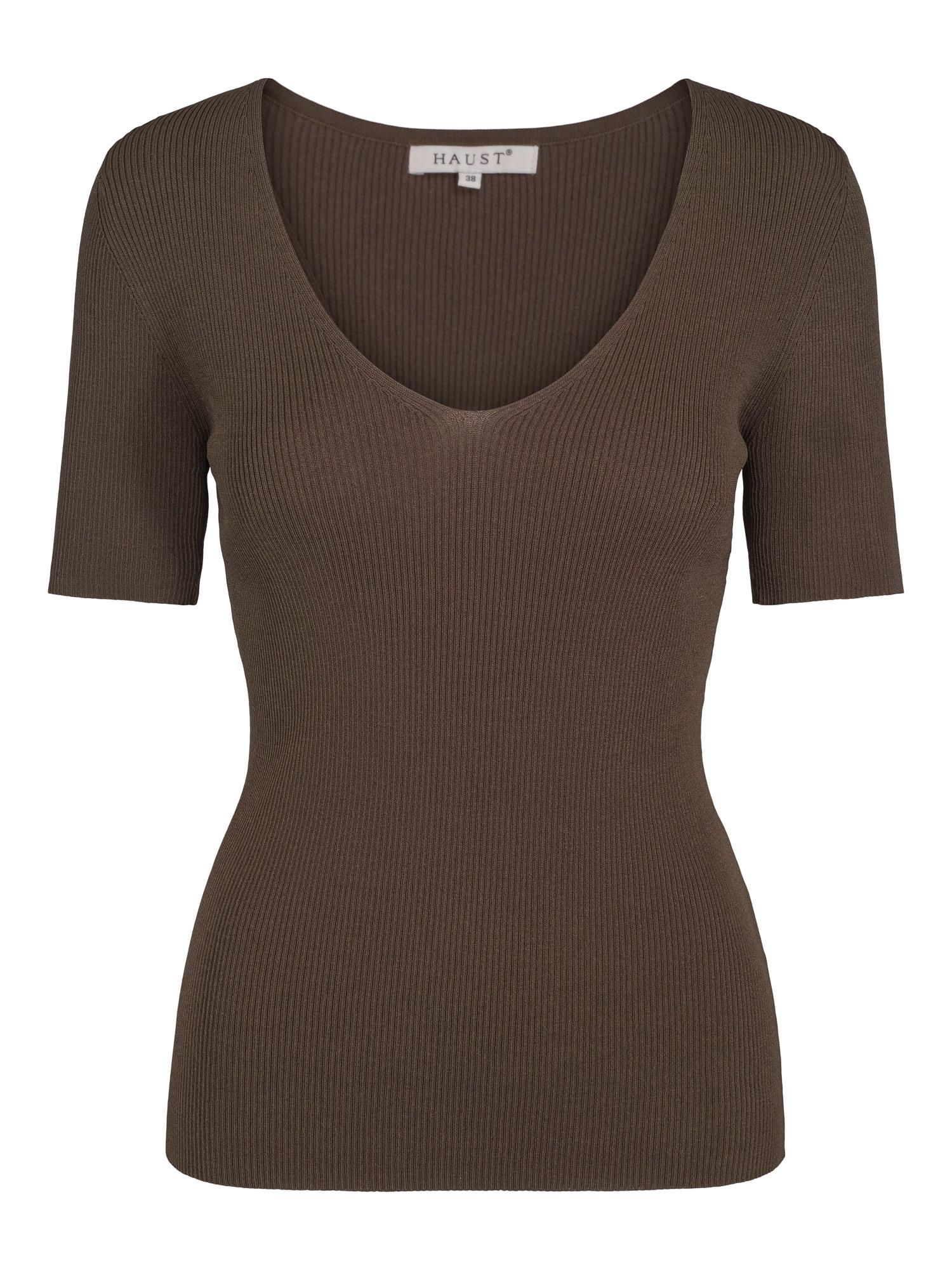 Ribbed short sleeve top Olivengrønn