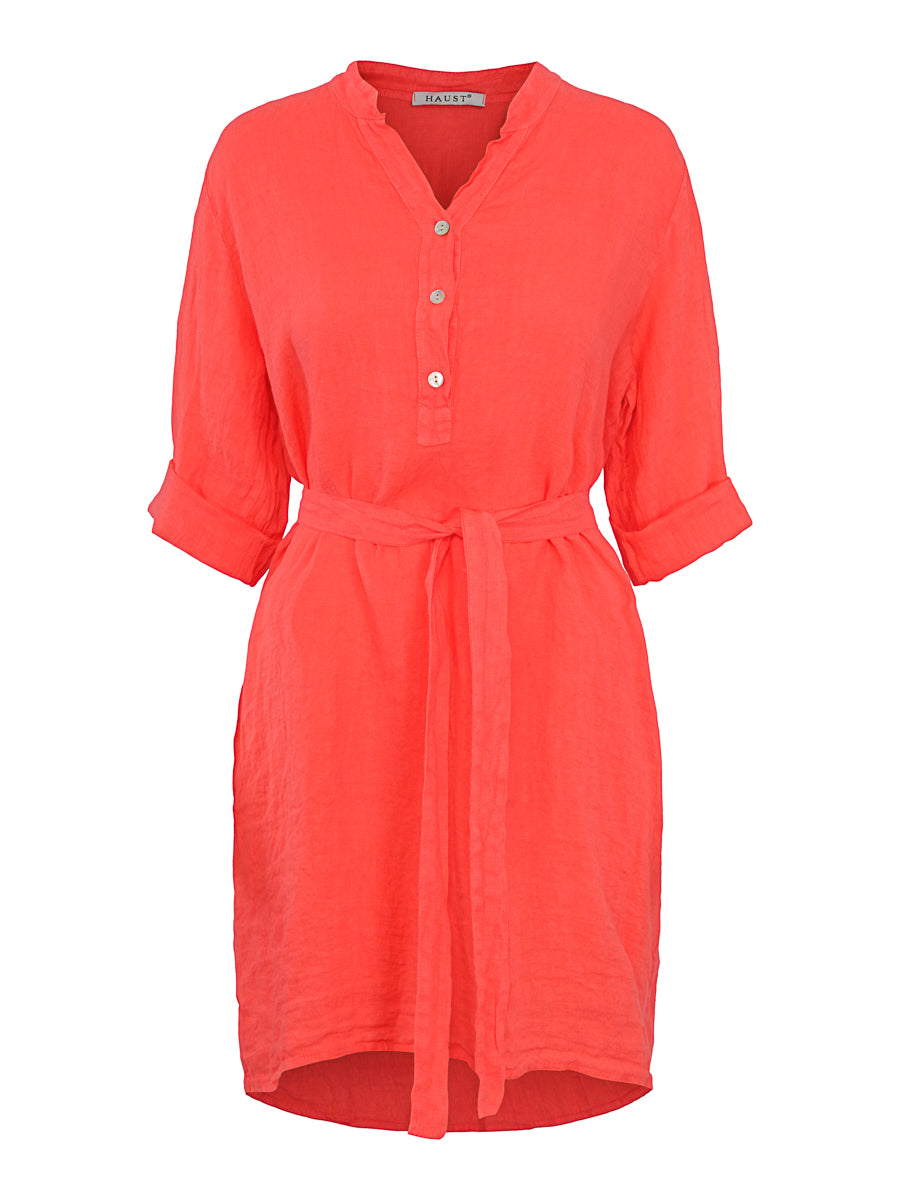 Linen shirt dress Coral
