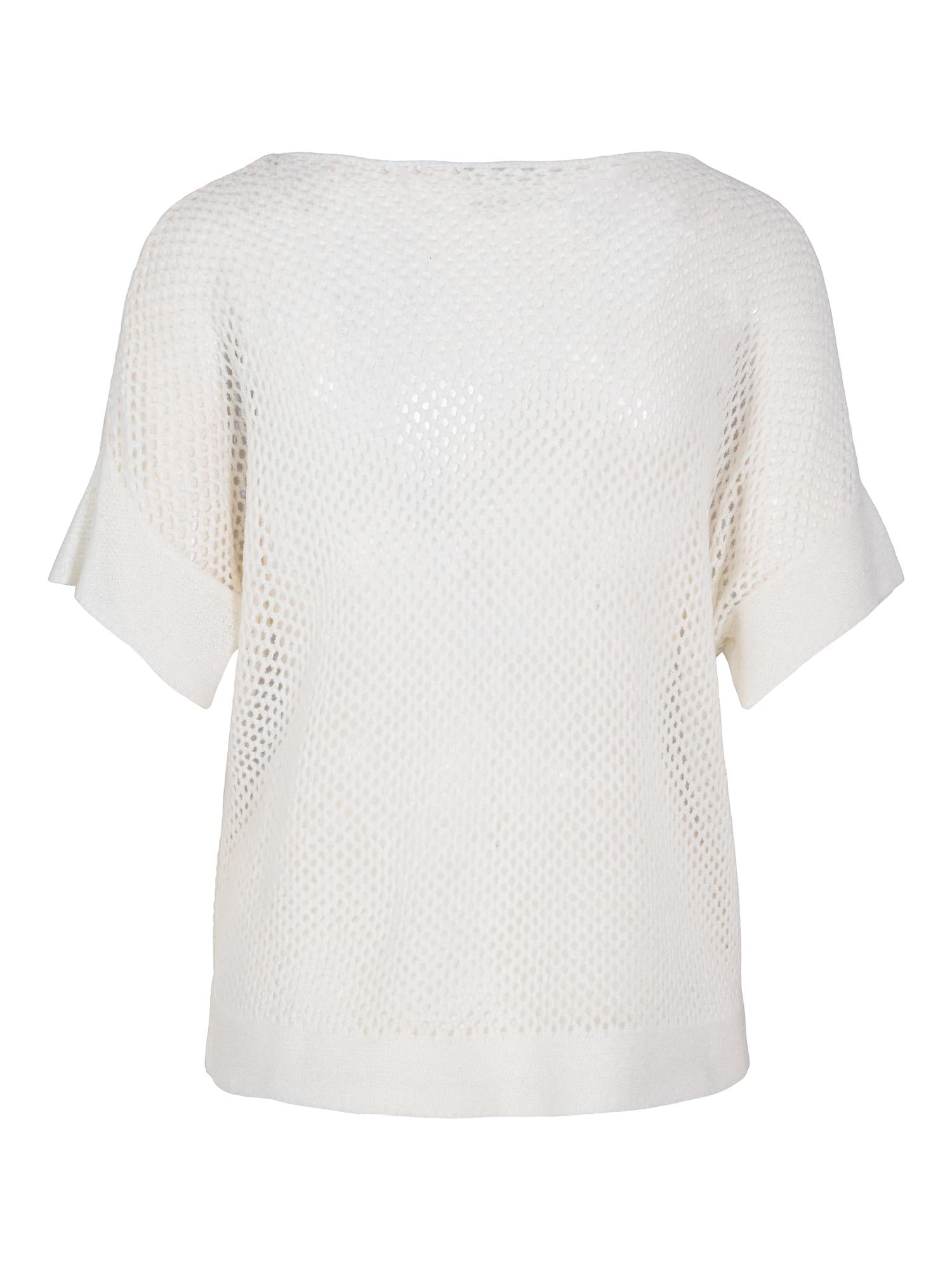 Open knit pullover Hvit