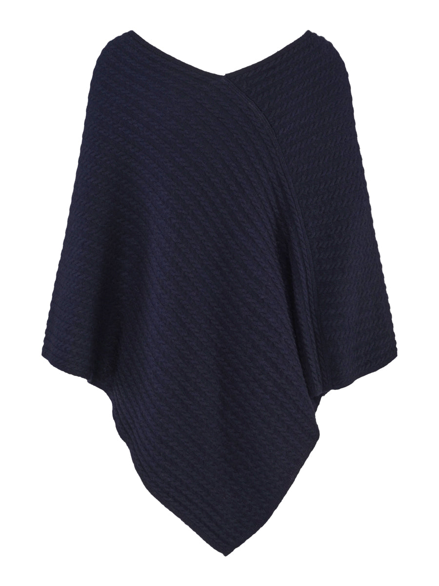 Cashmere cable poncho Marineblå