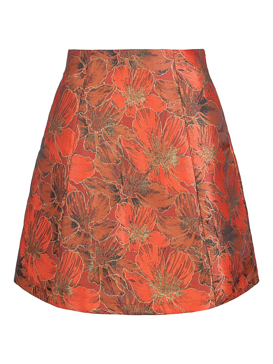 Jacquard wide skirt Rust