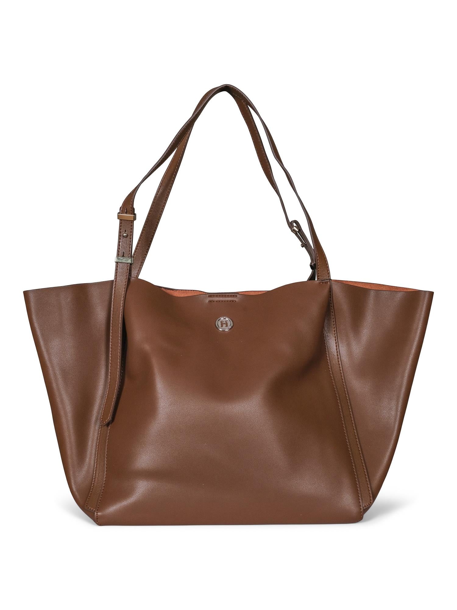 Fashion leather working bag Mørkebrun