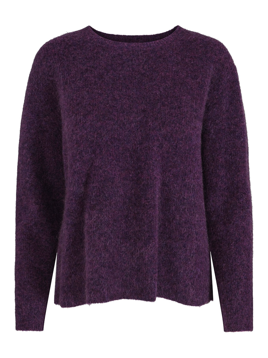 Exclusive mohair casual pullover Plum