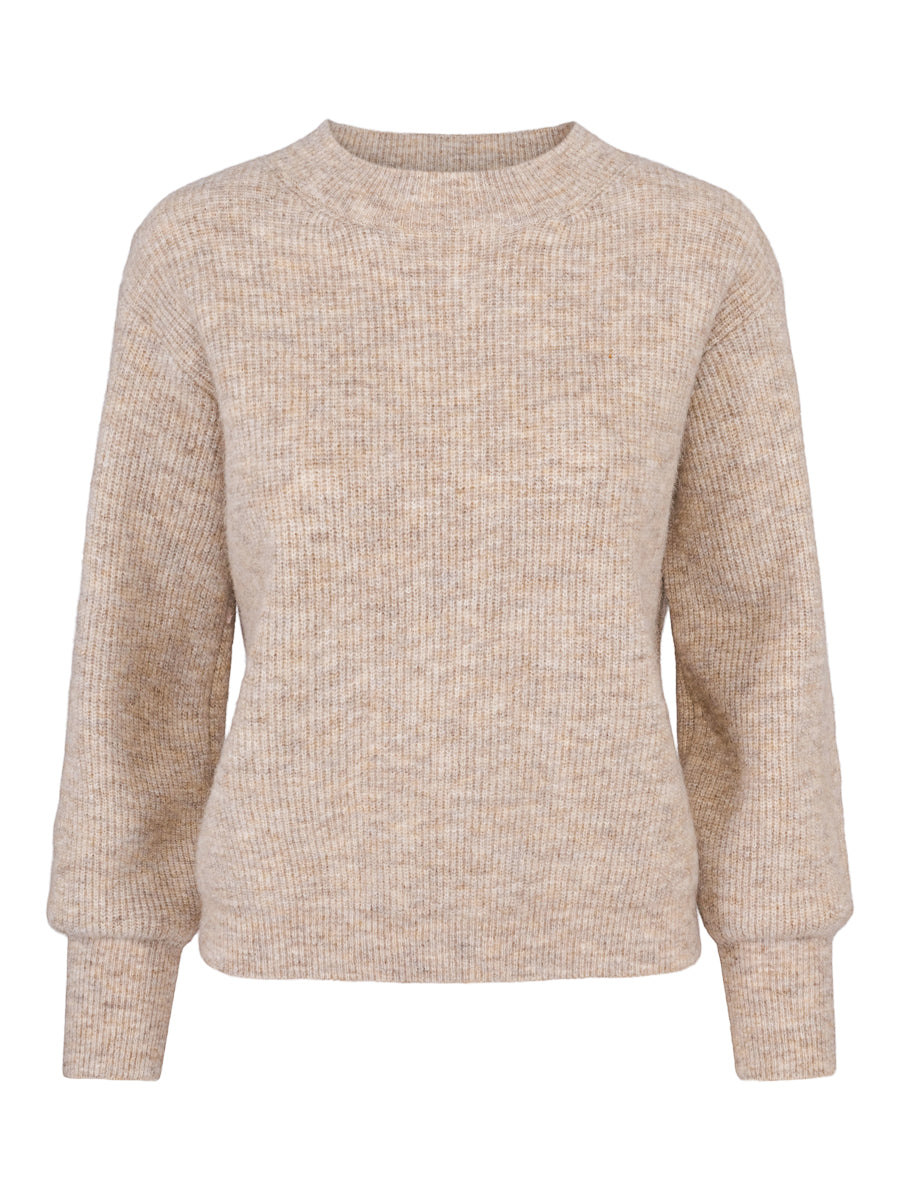 Mohair sleeve pullover Sand Mel.