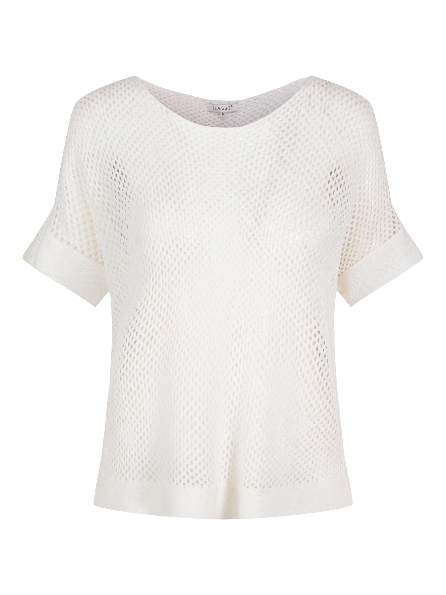 Open knit pullover Hvit