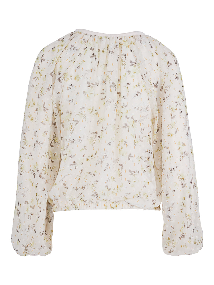 Velvet detailed blouse Creme