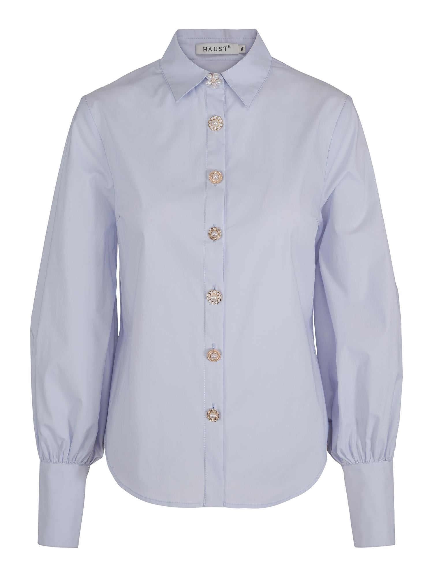 Button stretch blouse Lyseblå