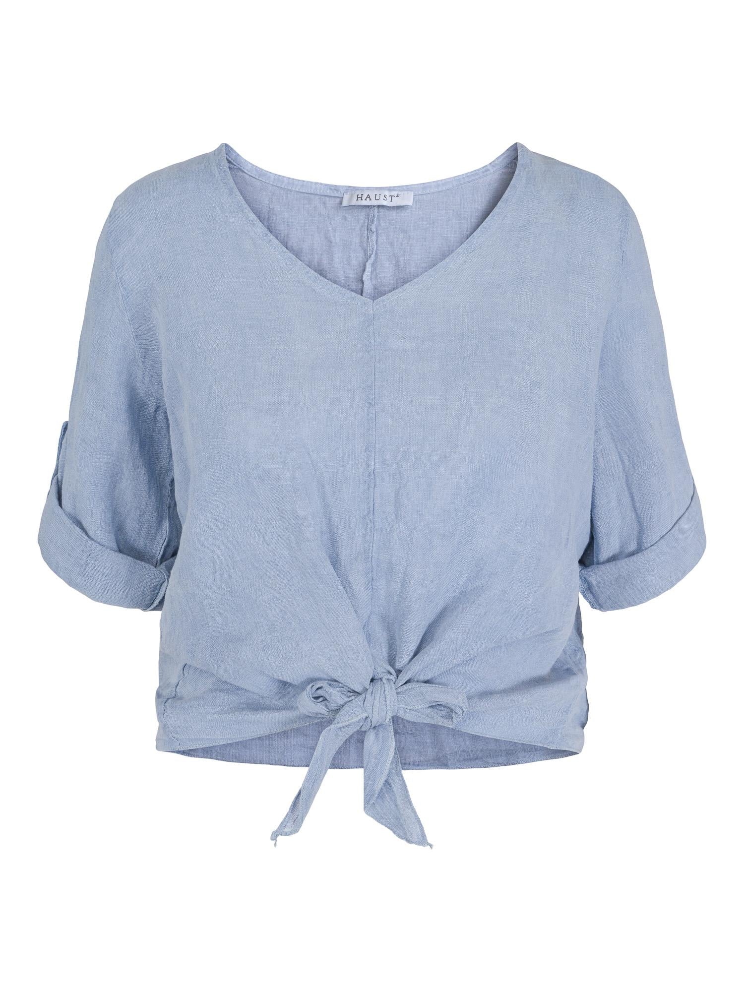 V-neck tie blouse Jeans blue