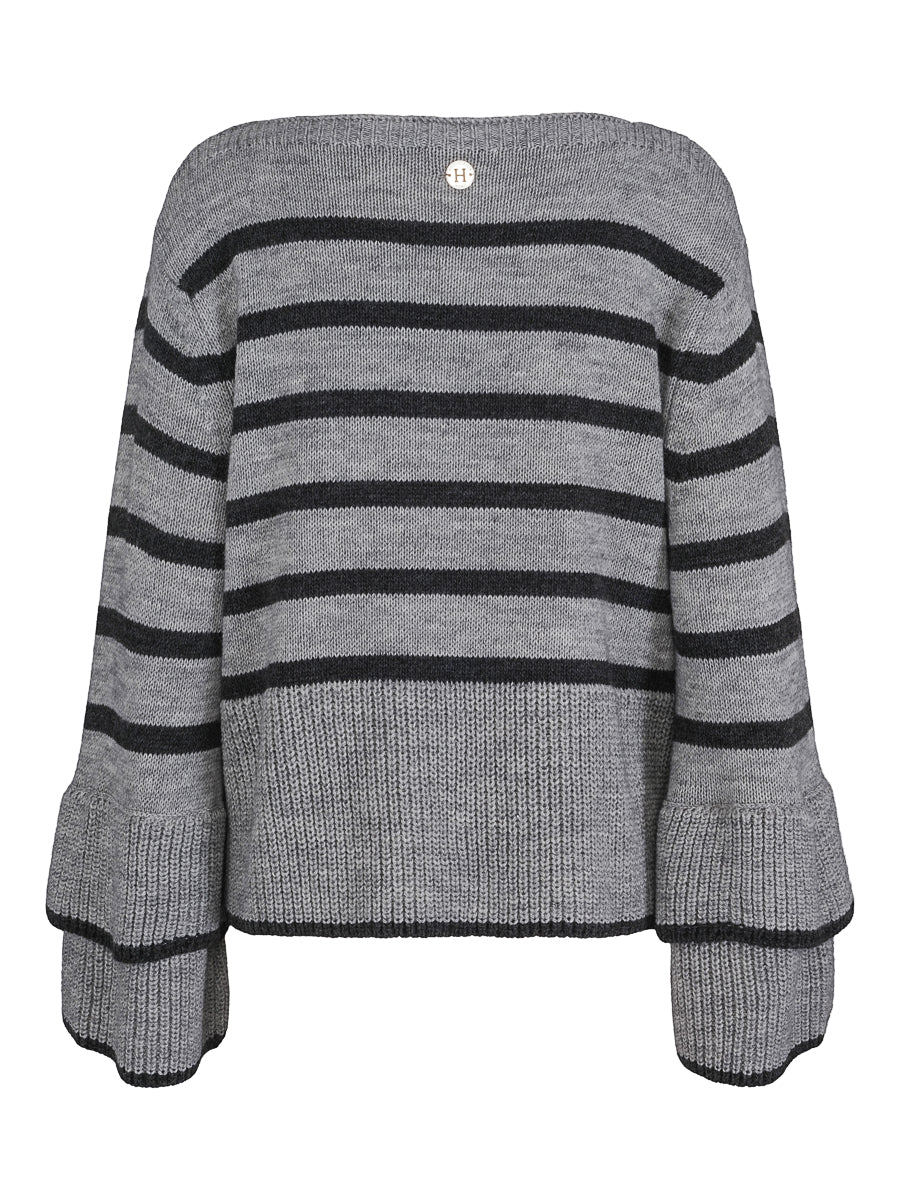 Striped cuff pullover Grey Melange