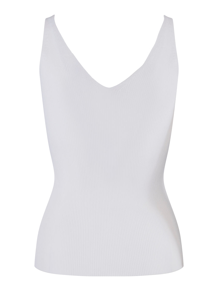Rib knitted singlet Hvit