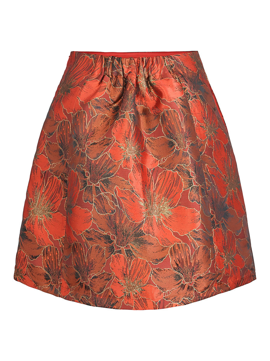 Jacquard wide skirt Rust