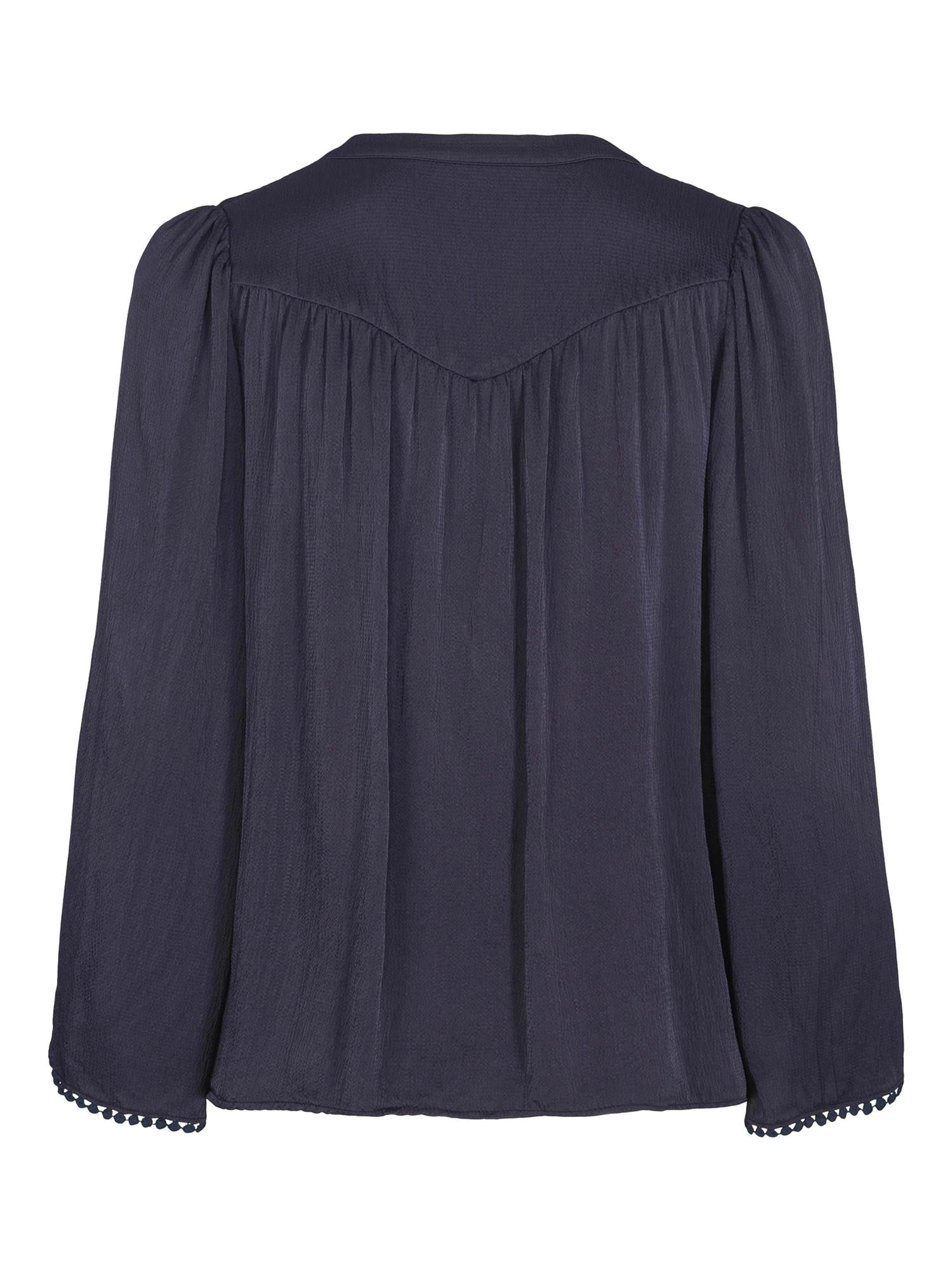 Ribbon visc blouse Marineblå