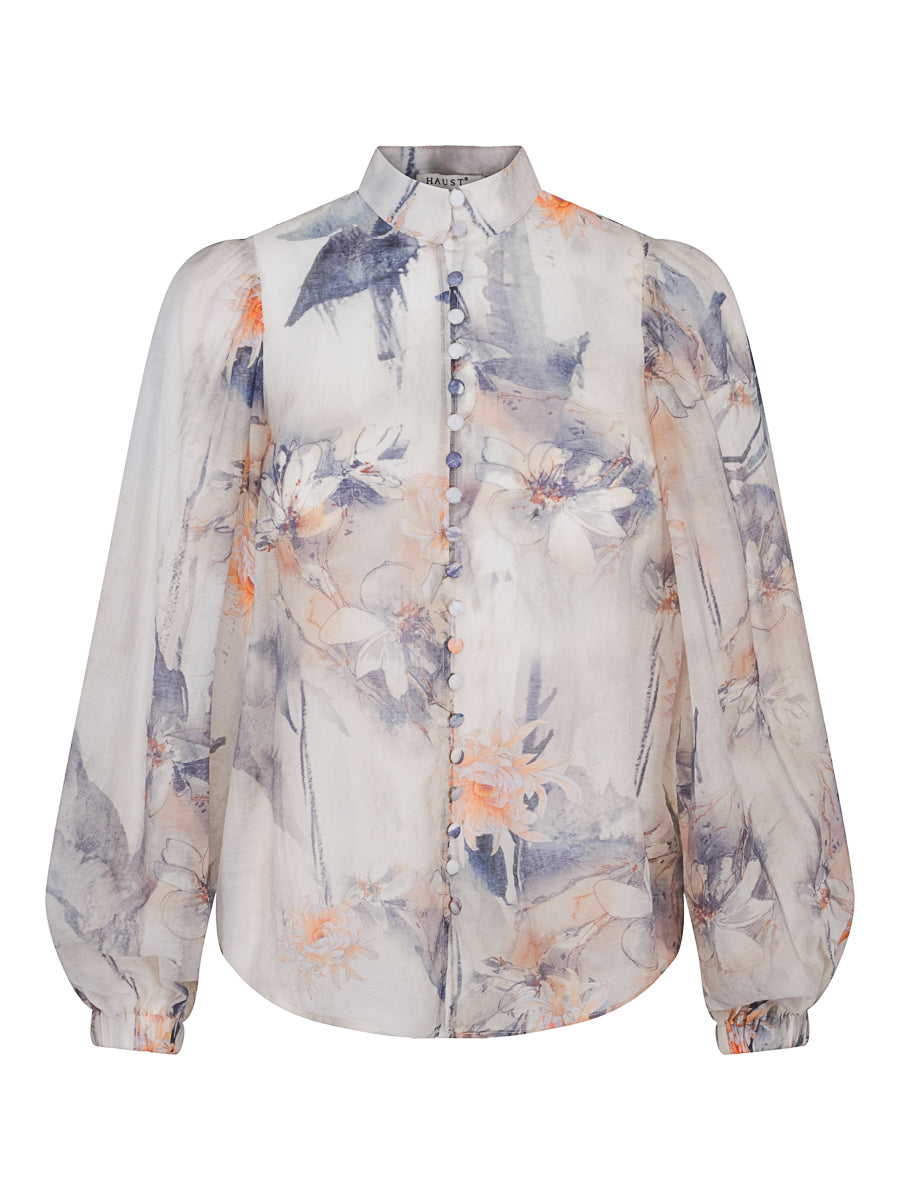 Button blouse Flower