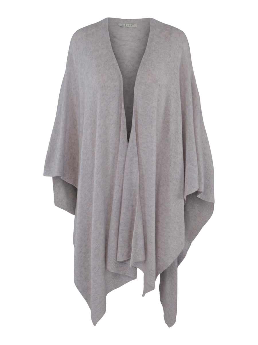 Cashmere poncho-cardigan Lysegrå