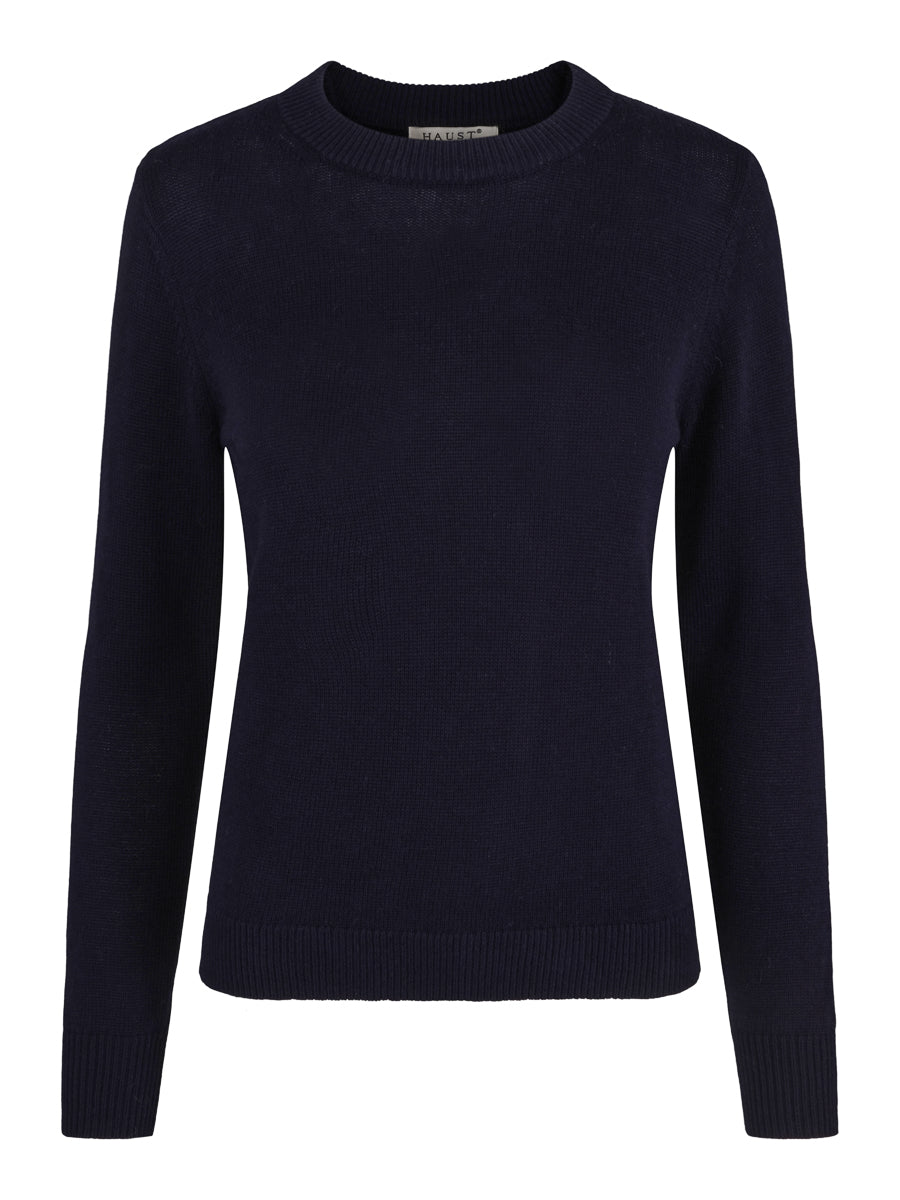 Basic round neck pullover Marineblå