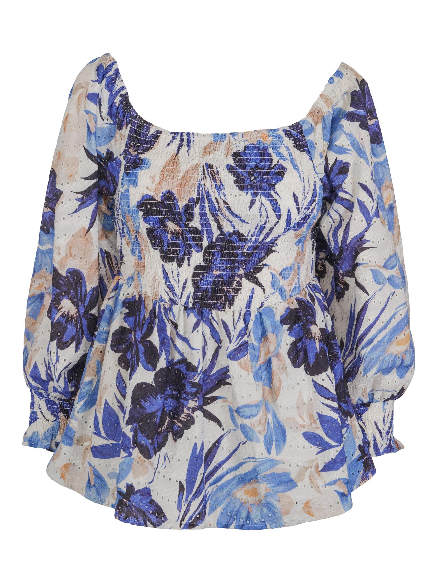 Lace printed blouse Blå