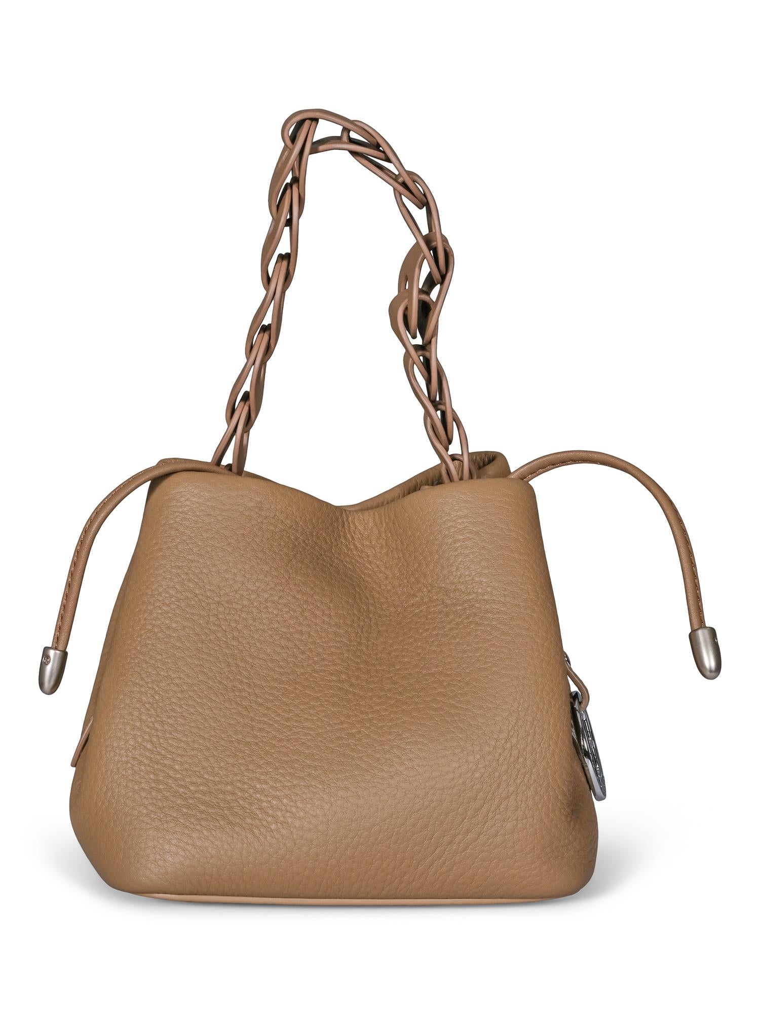 Detailed handle leather bag Sand