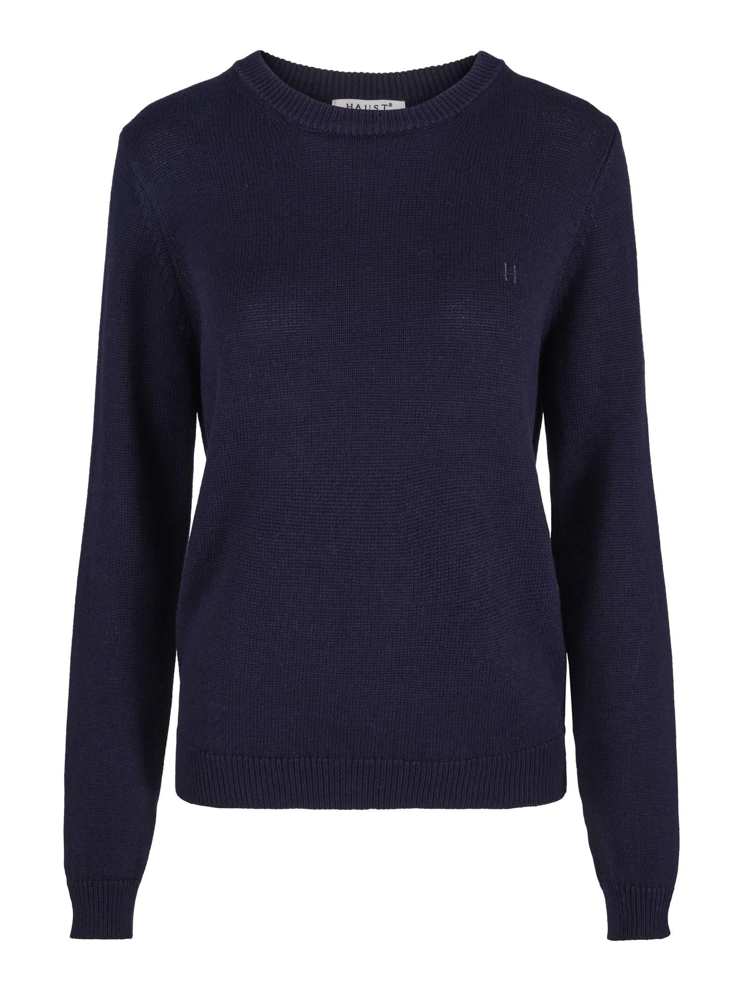 Round neck knitted pullover Marineblå