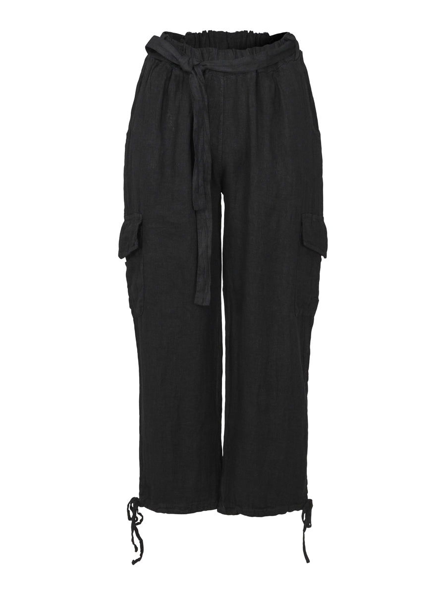 Cargo linen trouser Black
