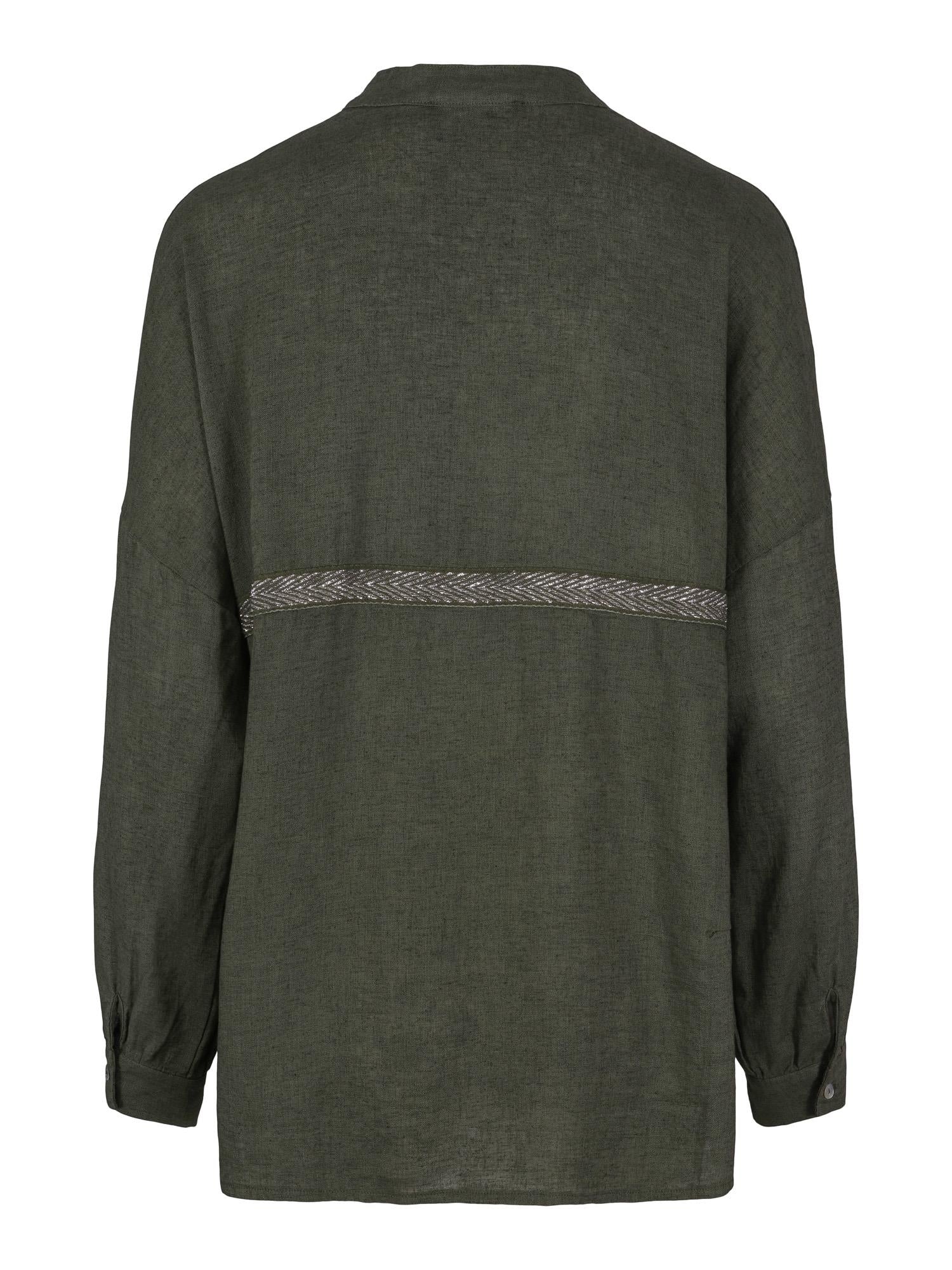 Shirt w/ribbon detail Olivengrønn