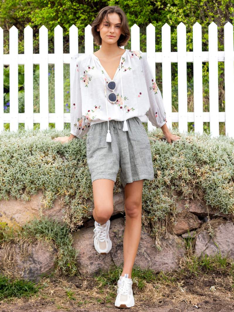 Linen shorts Green