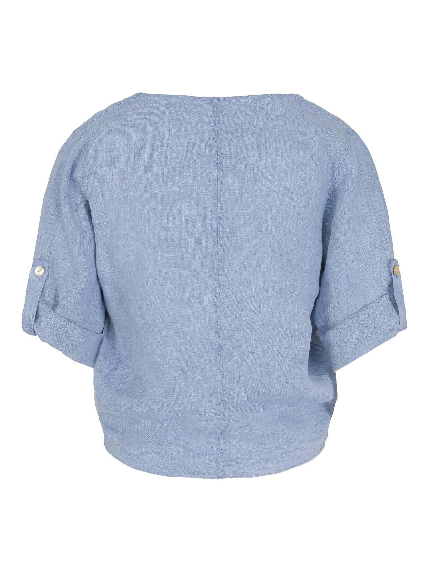 V-neck tie blouse Jeans blue