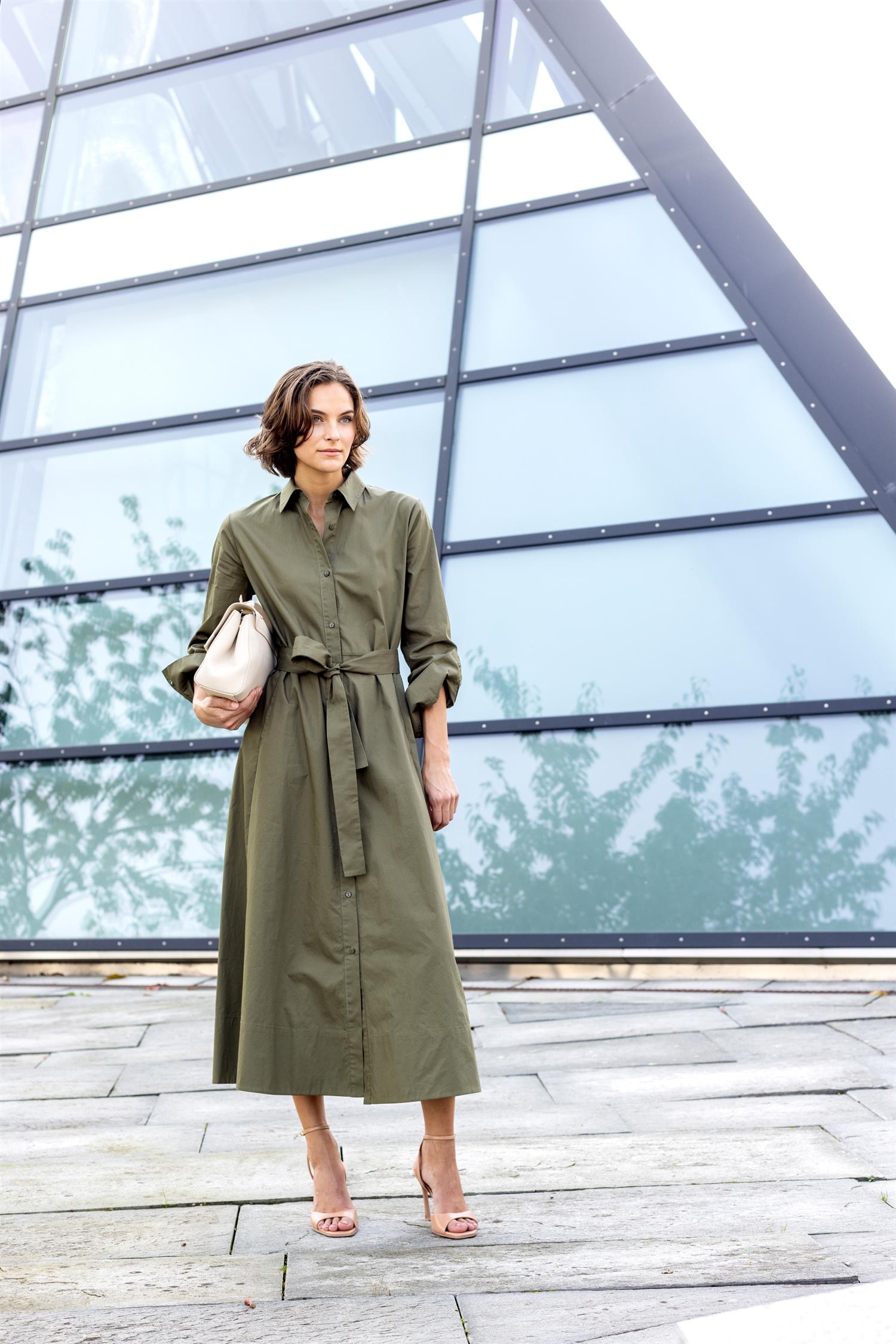 Casual shirt dress Olivengrønn