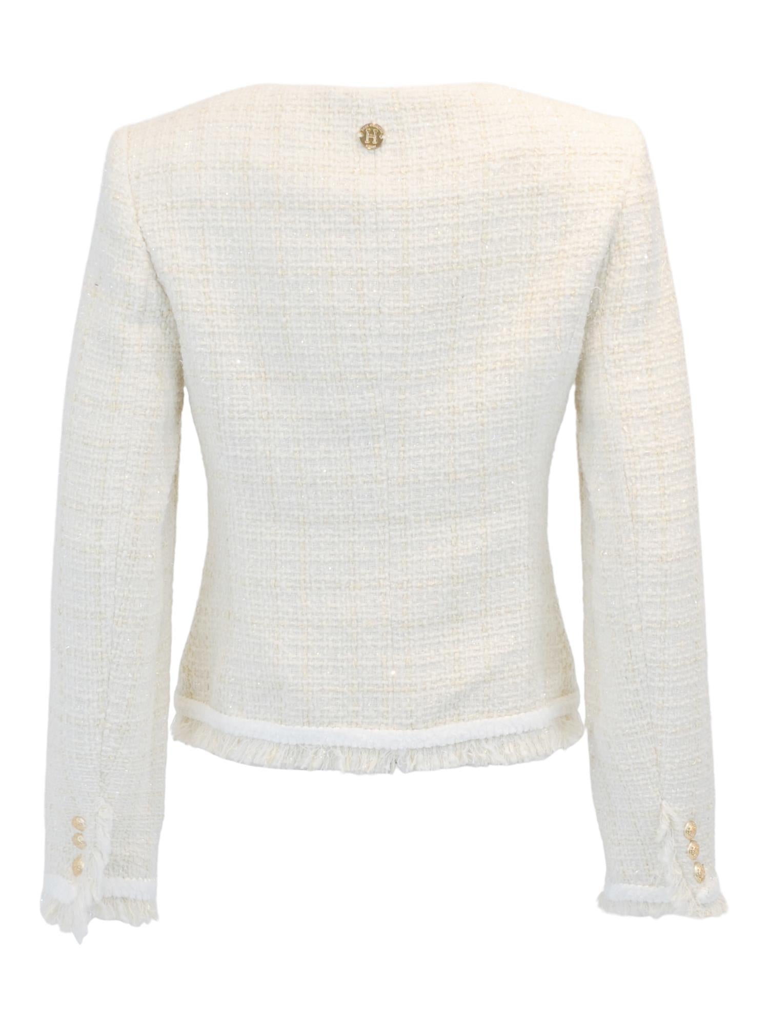 Fashion fringe blazer Krem