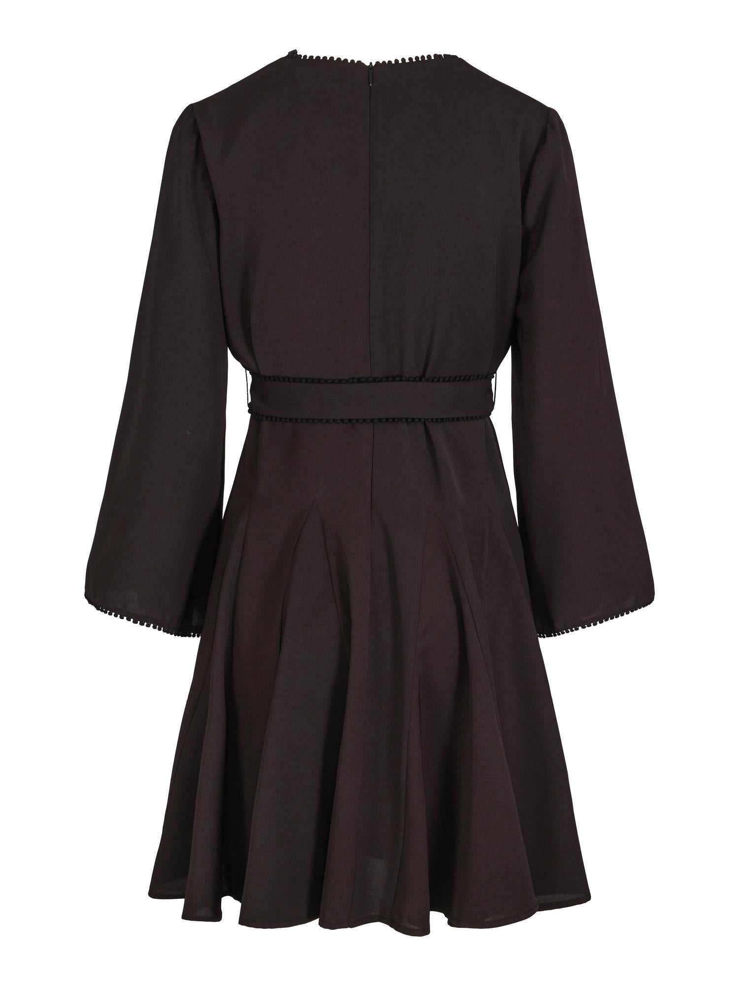 V-neck ribbon dress Sort