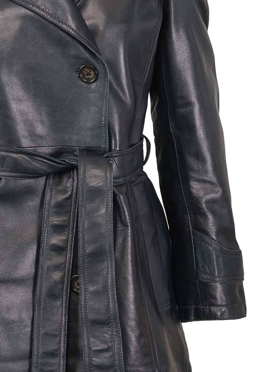 Leather trench coat Navy