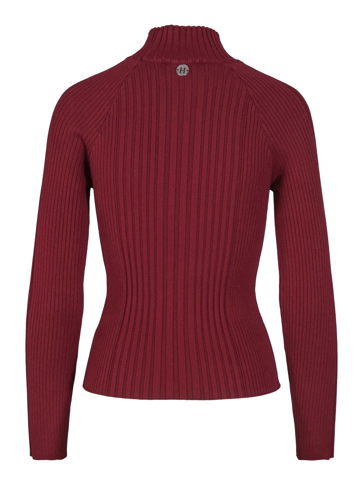 Rib round neck pullover Burgunder