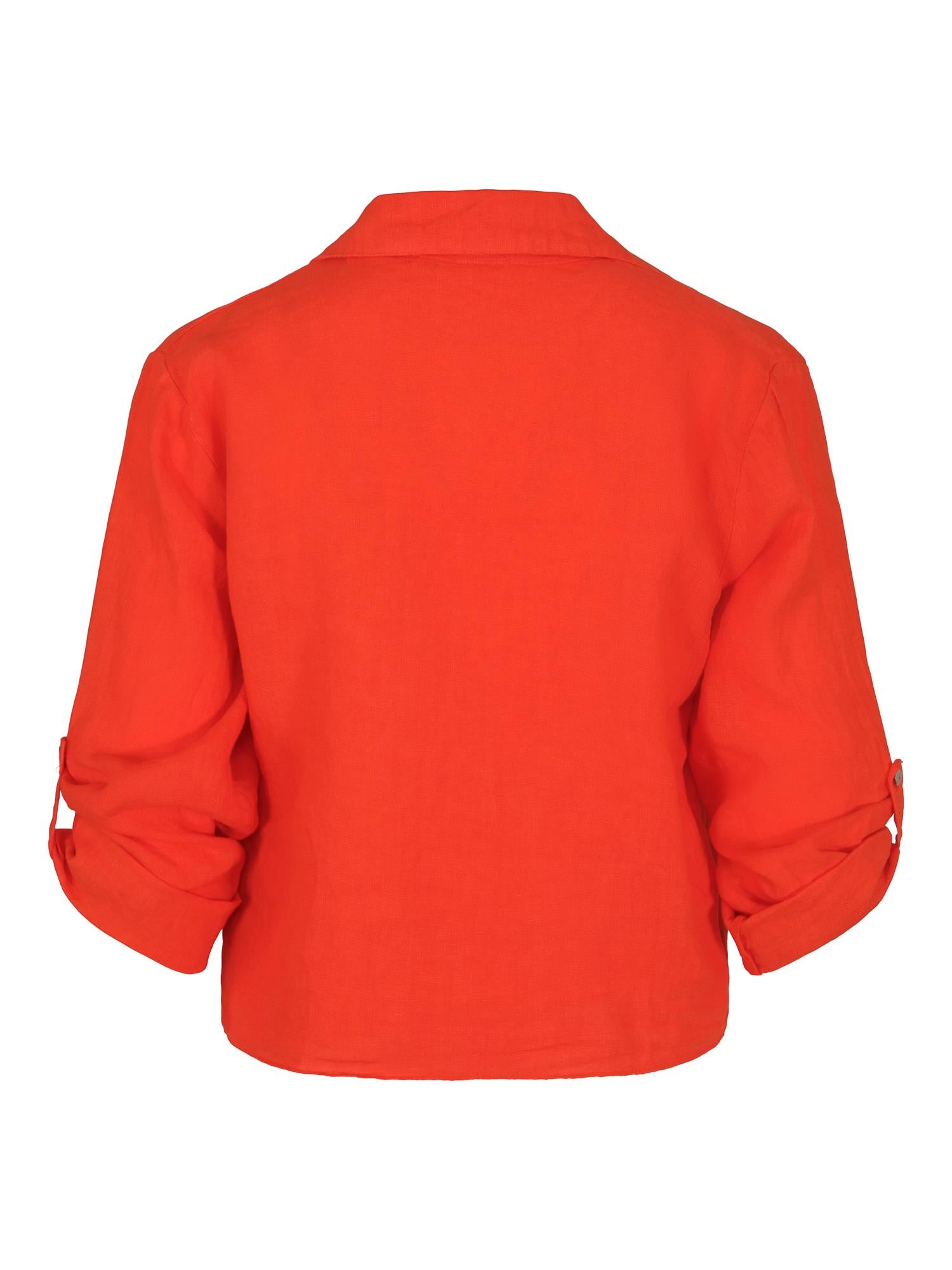 Tie linen shirt Oransje