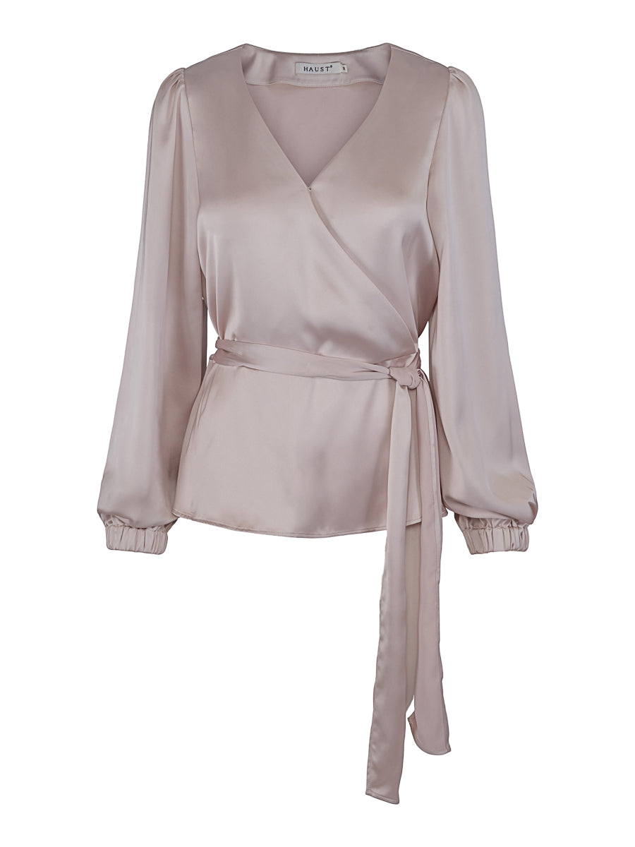 Satin belt blouse Ecry