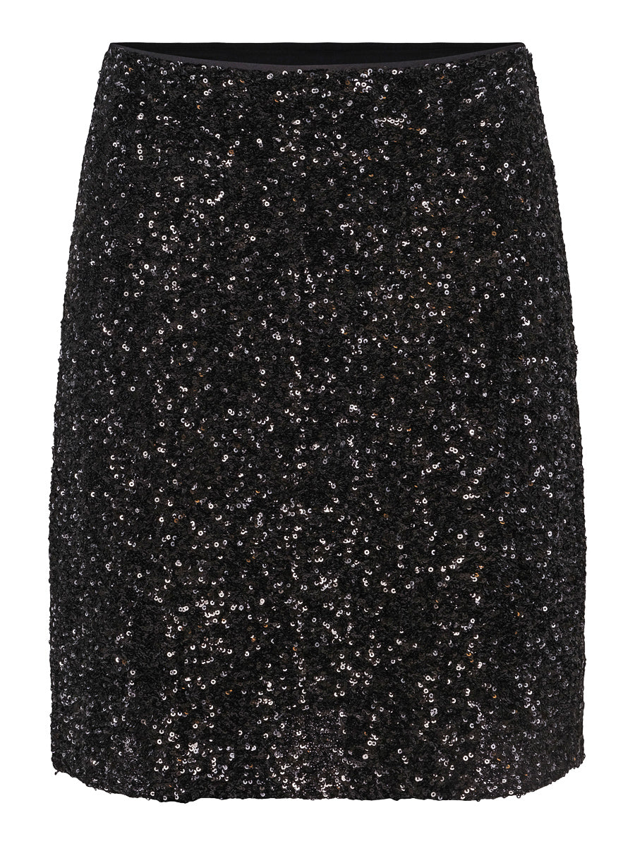 A-shape sequins skirt Black