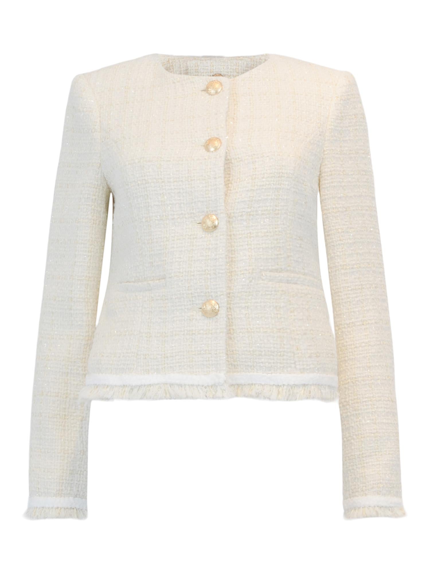 Fashion fringe blazer Krem