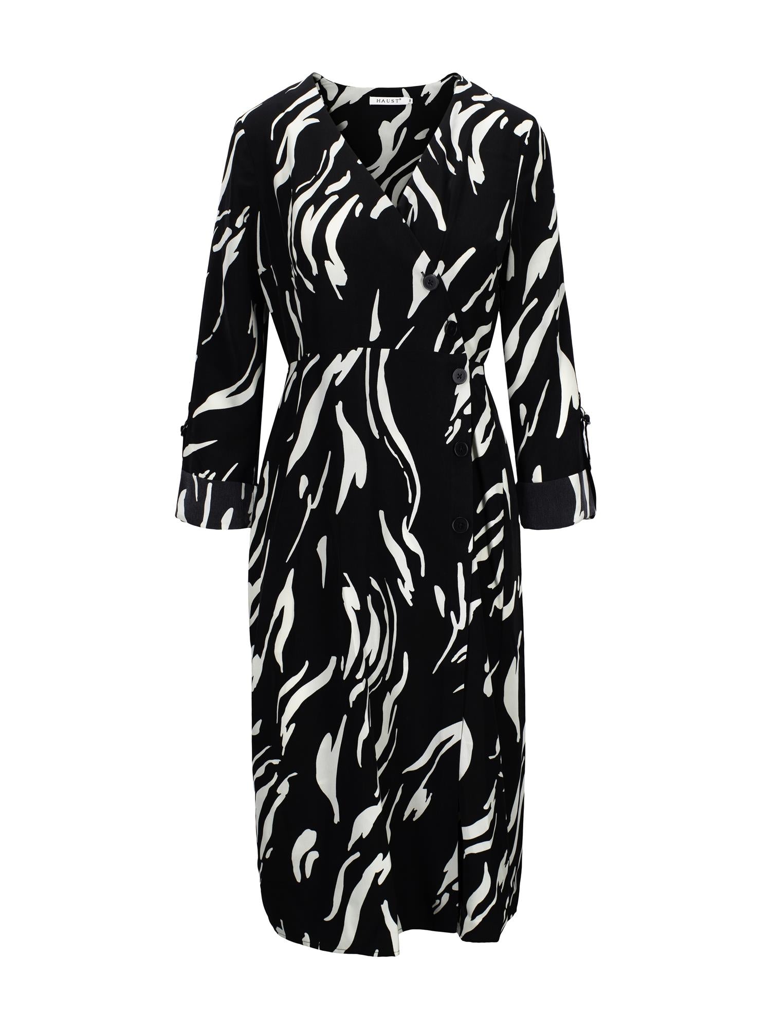 Button print dress Black