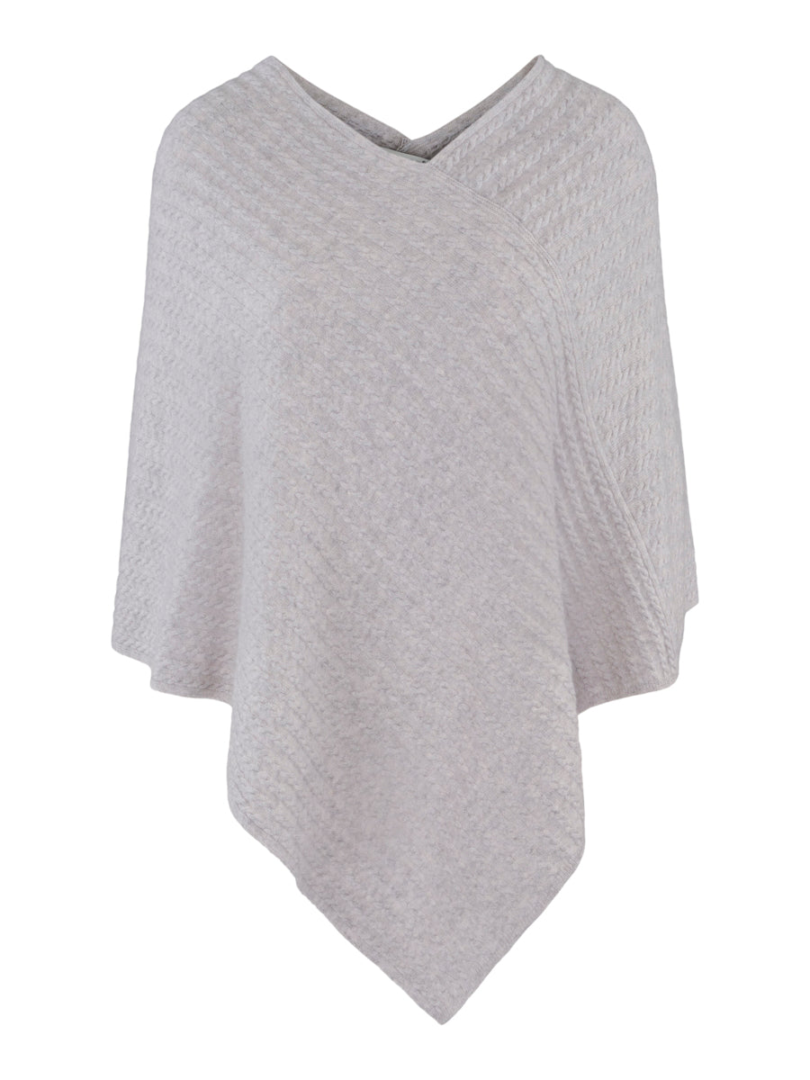 Cashmere cable poncho Lysegrå
