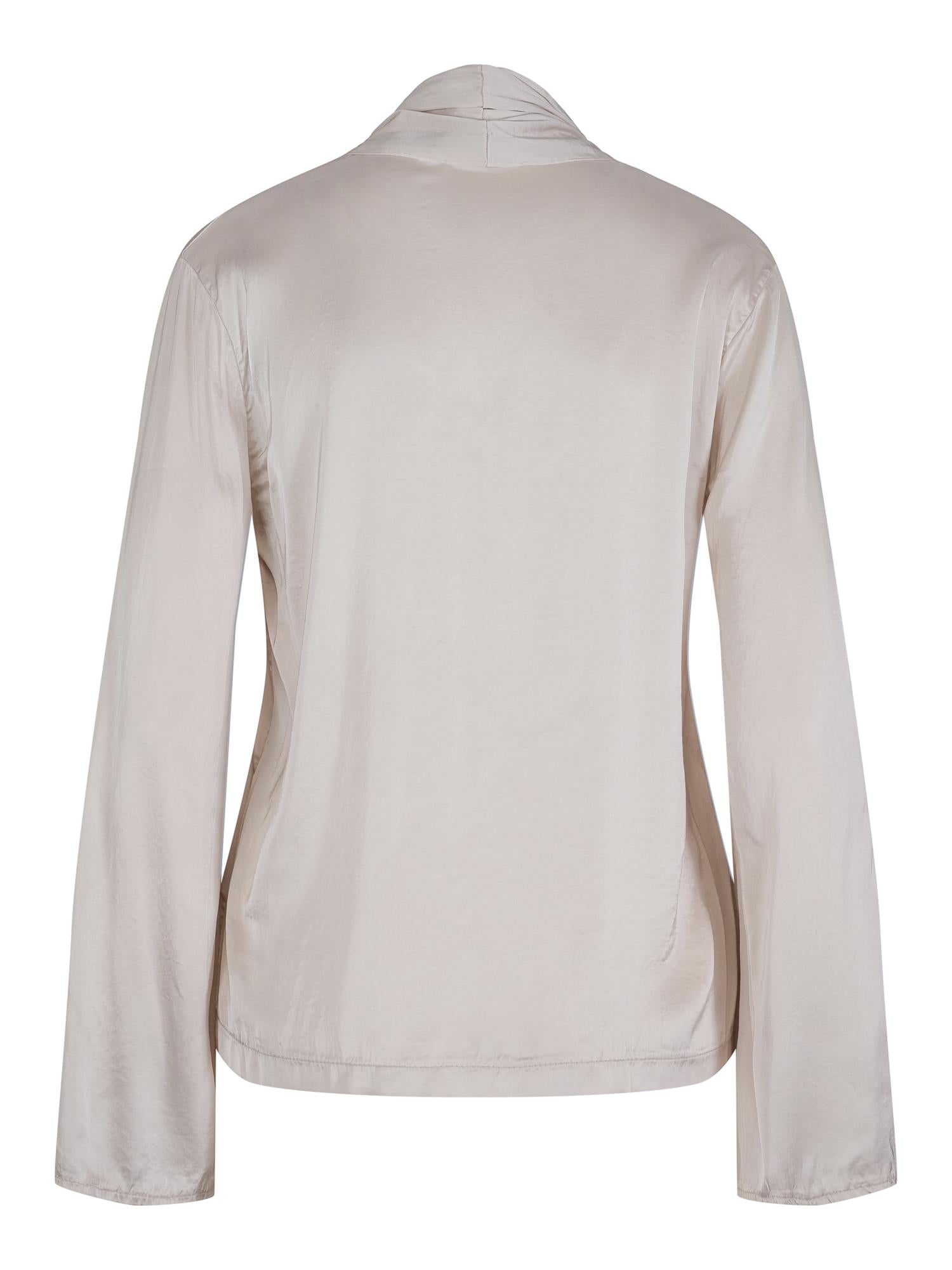 Tie satin stretch blouse lys-beige