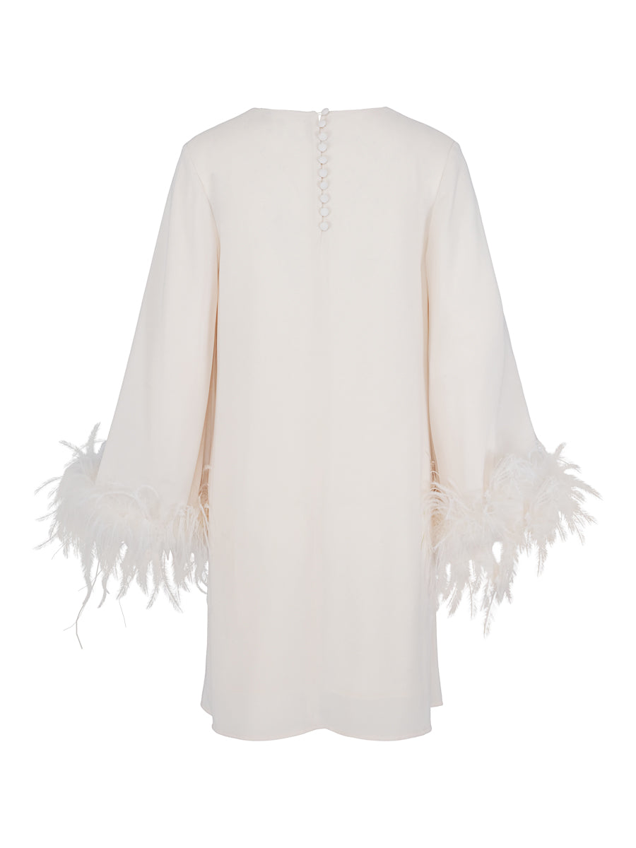 Chiffon feather dress Ecry