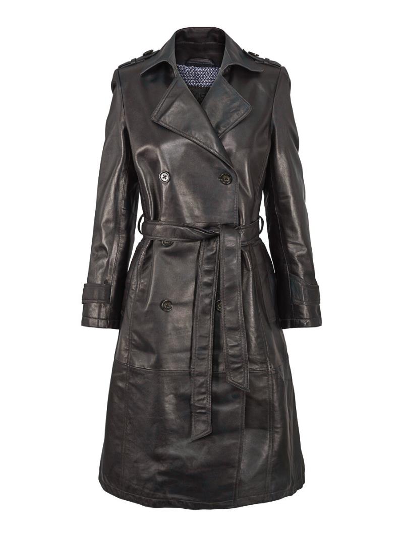 Leather trench coat Black/Brown