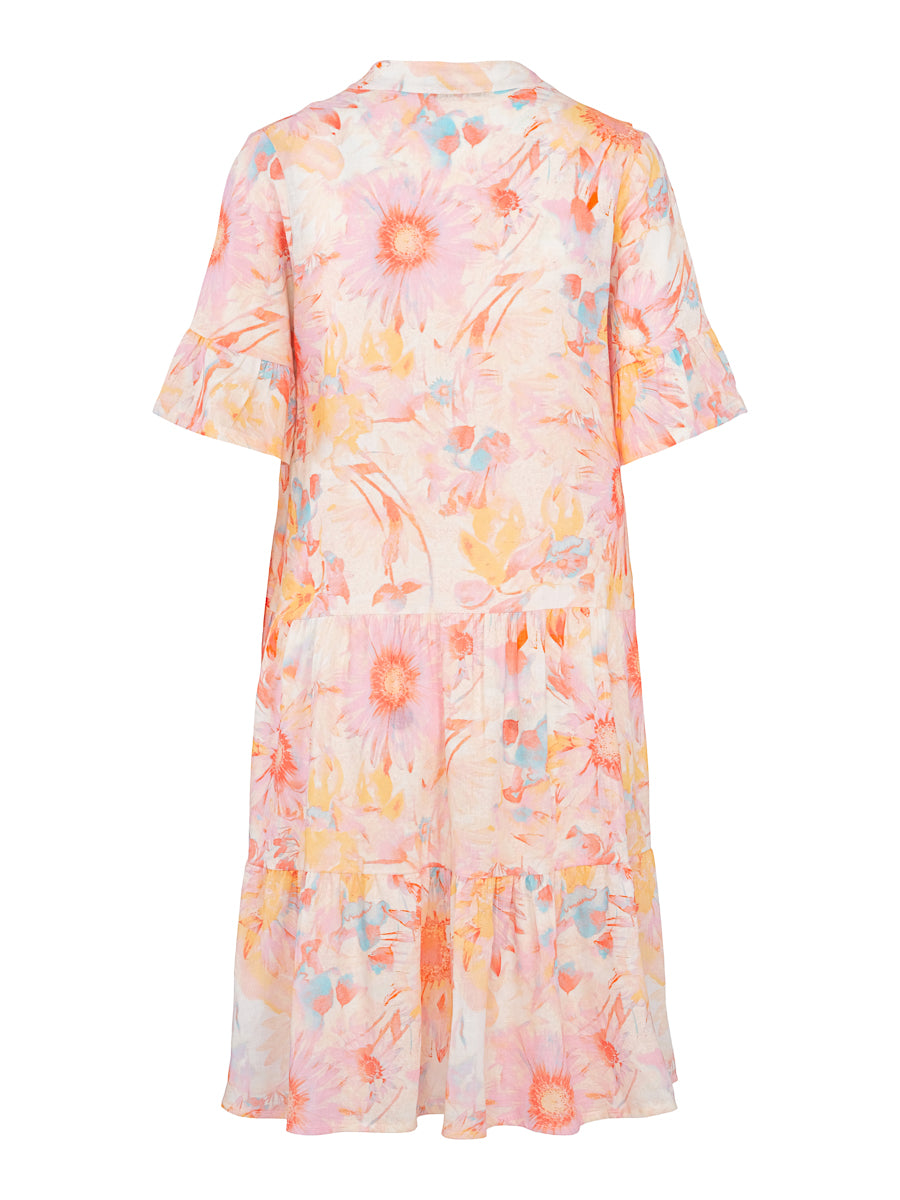 Printed linen layer dress Flower