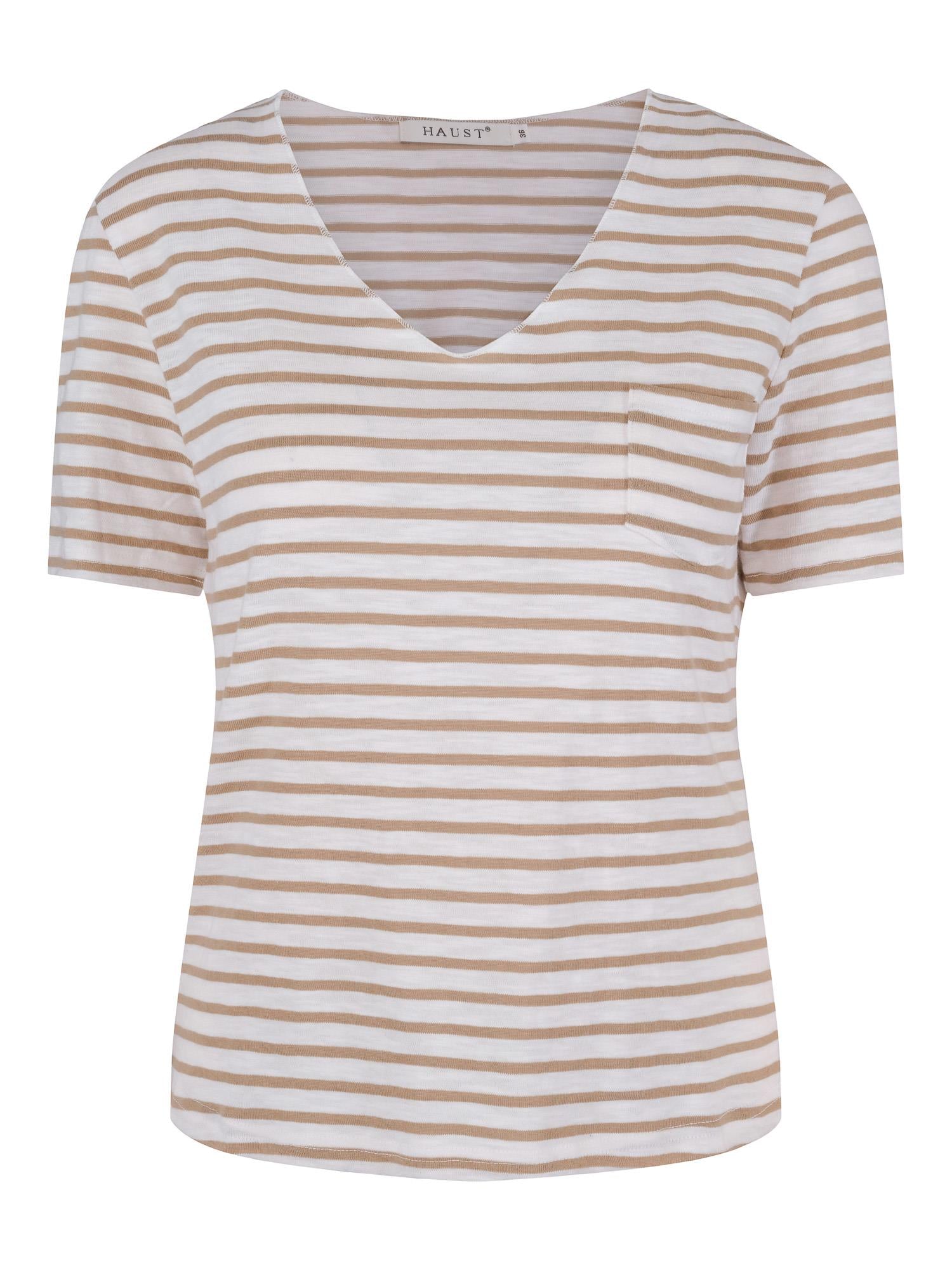 Linen V-neck top Sand