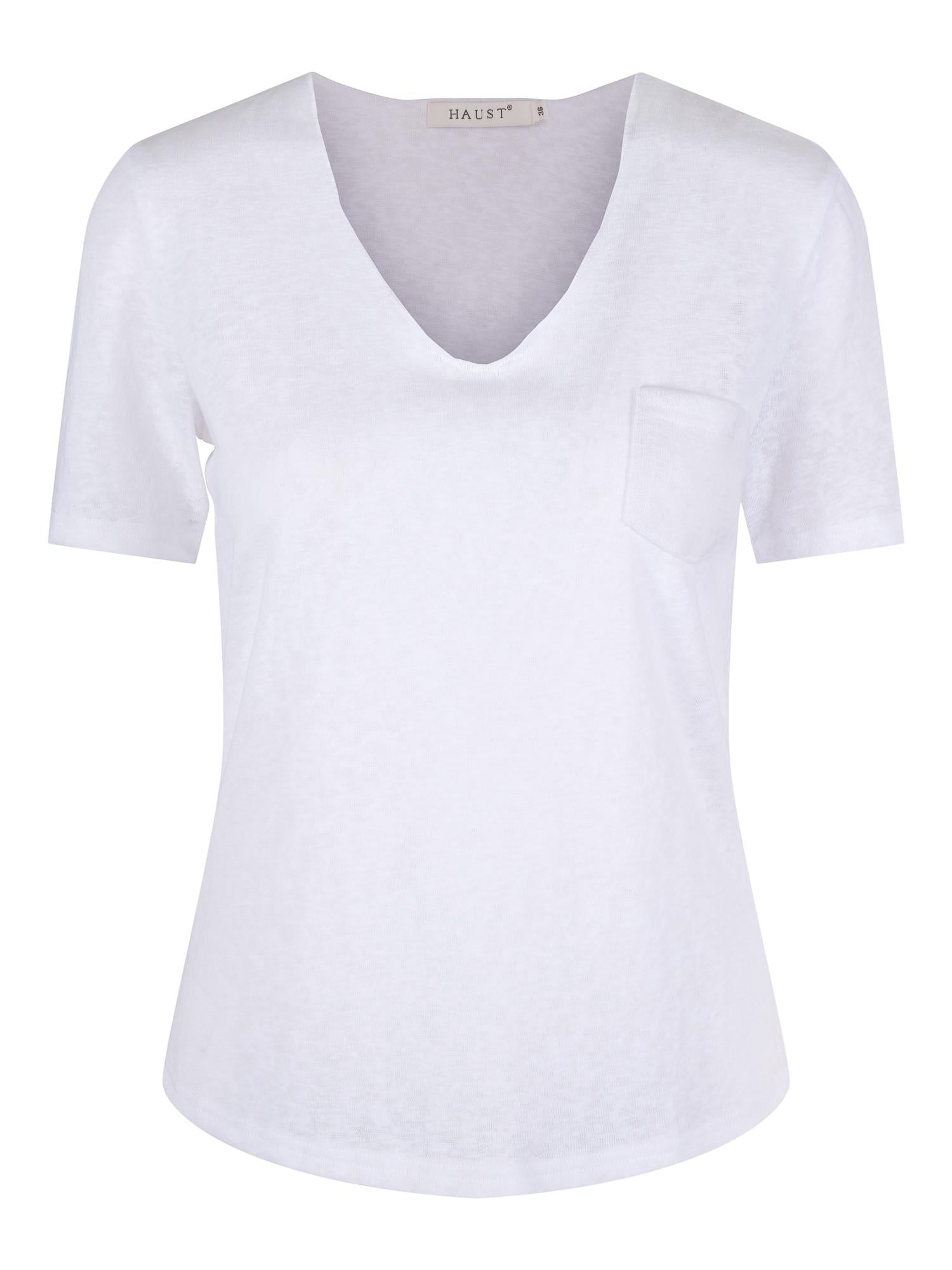 Linen V-neck top Hvit