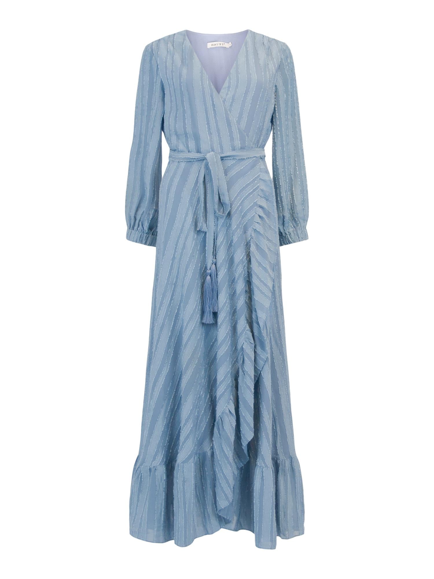 Classic long wrap around dress Blå