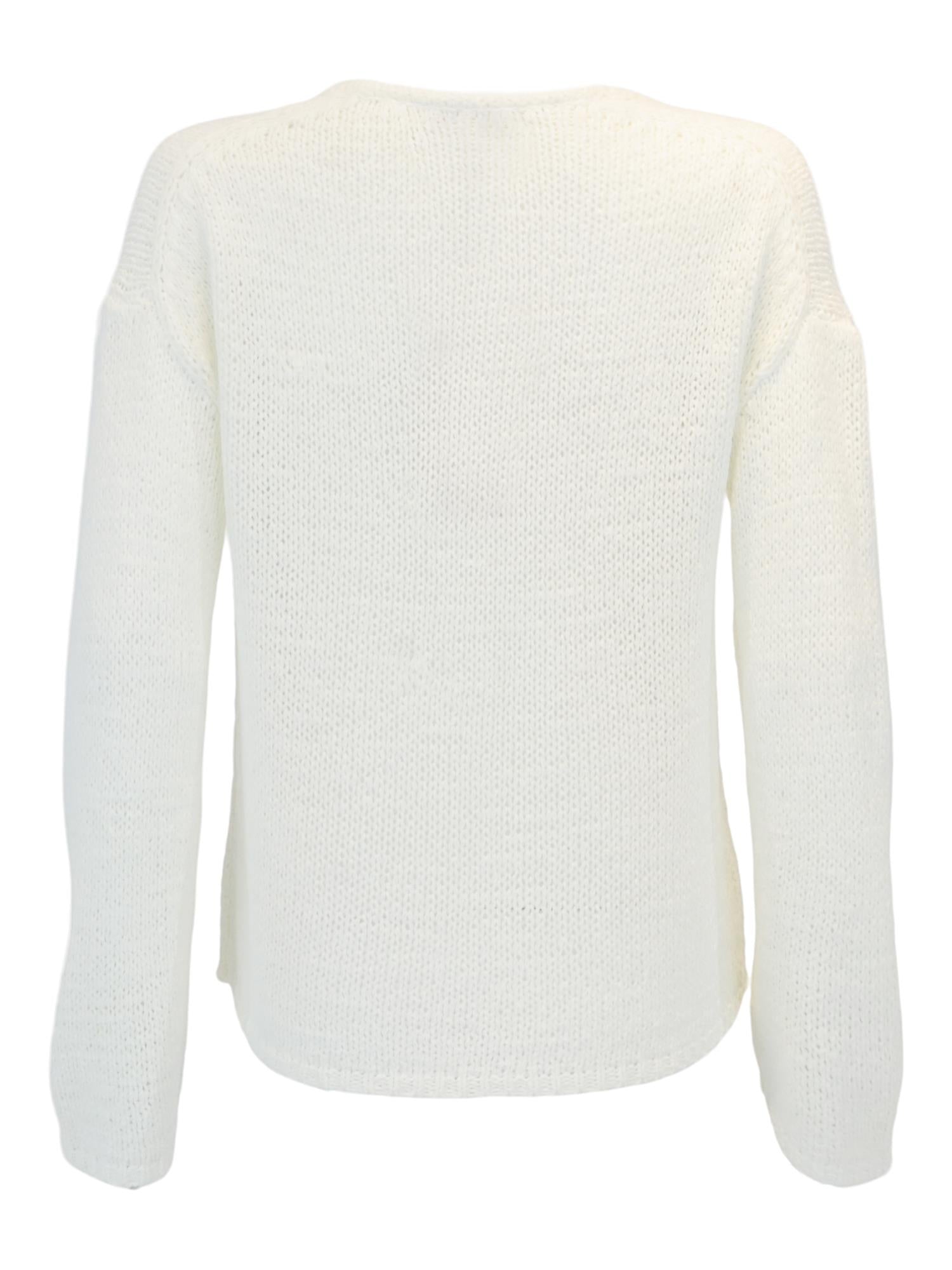Casual V-neck pullover Hvit