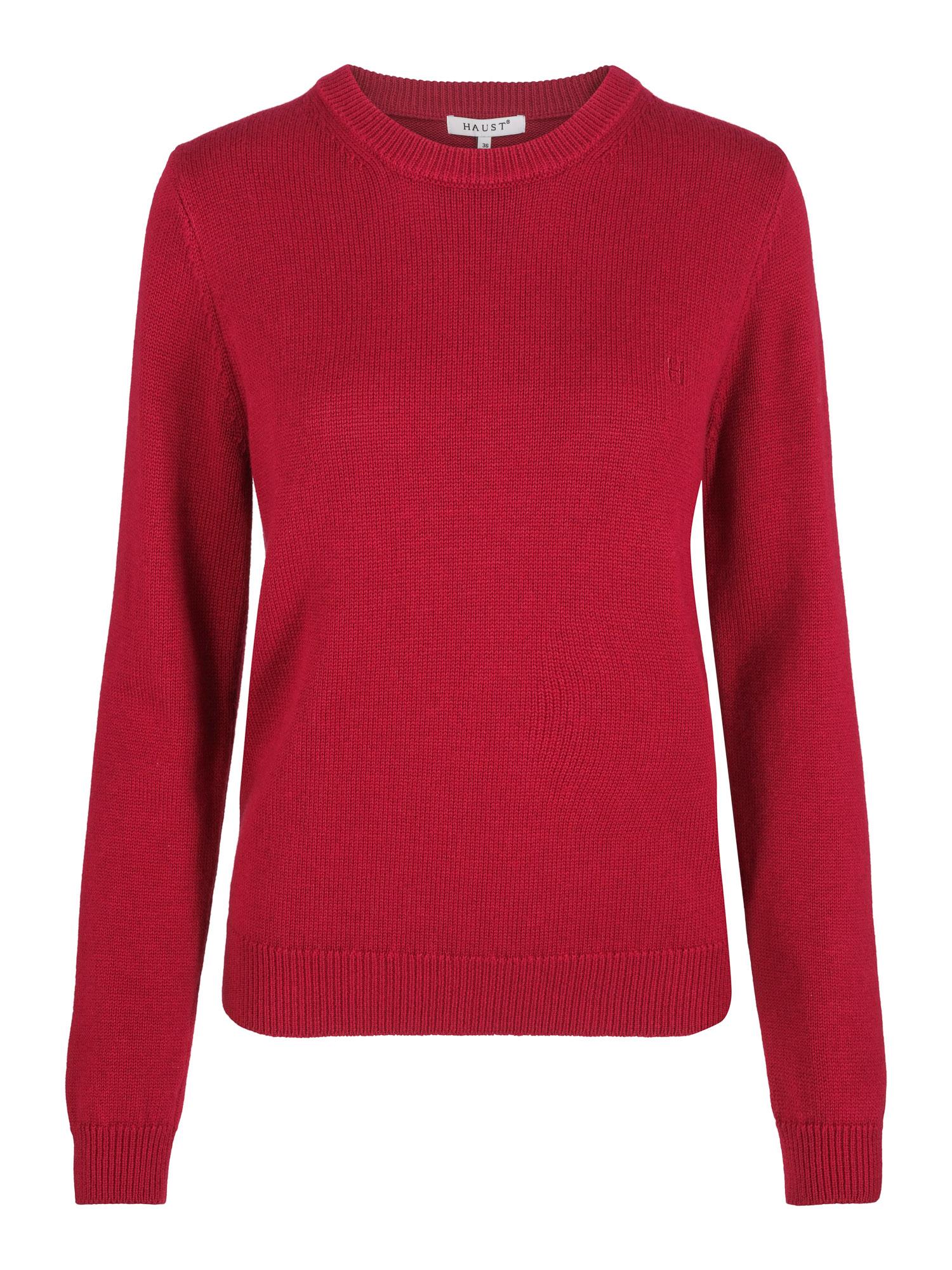 Round neck knitted pullover Burgunder