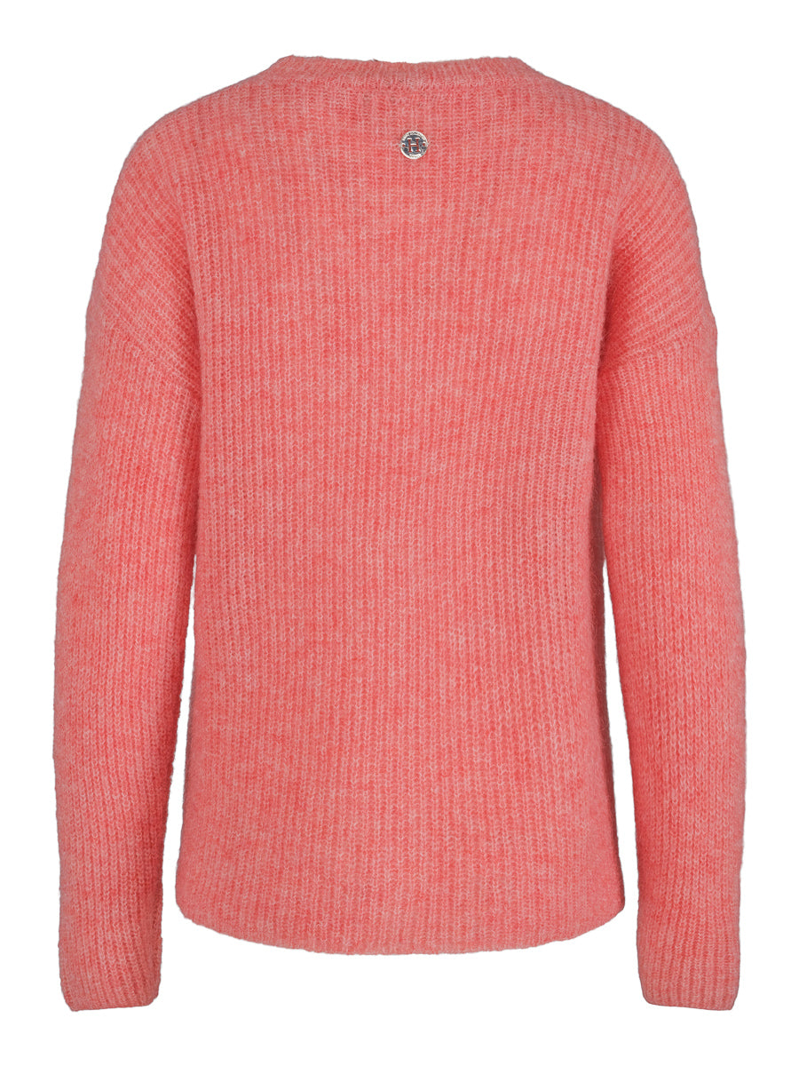 Mohair round neck pullover Korall
