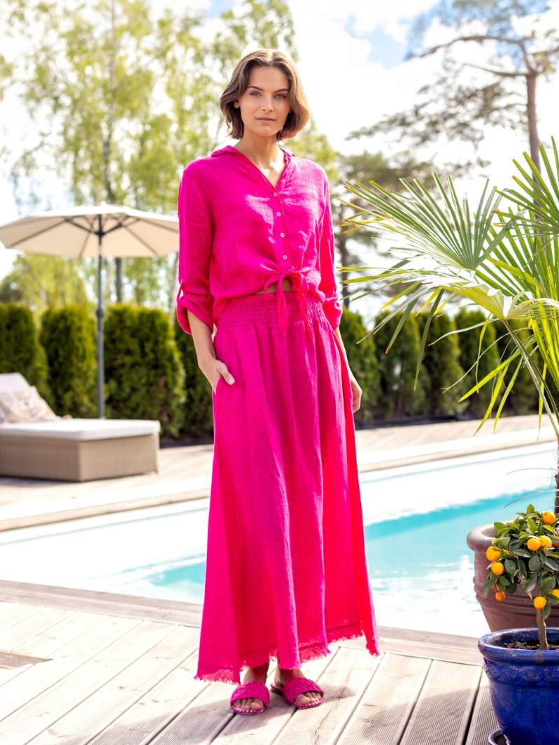 Long linen skirt Cerise