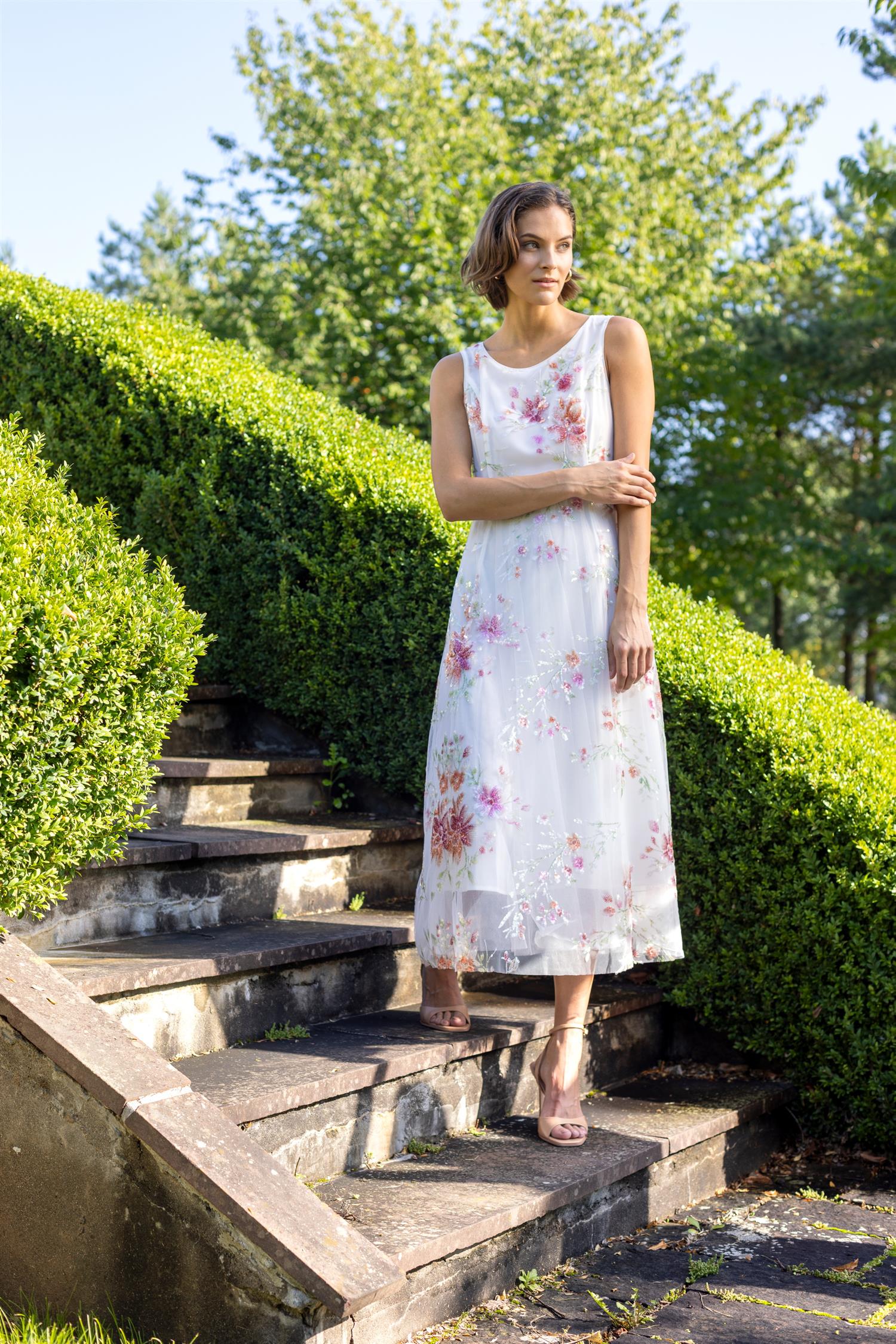 Tullenmesh long dress Blomstrete